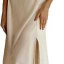 2023 Summer Women's Satin Off Shoulder Formal Dress Wedding Guest Elegant Butterfly Sleeve Split Cocktail Prom Midi Dresses Champagne, Medium