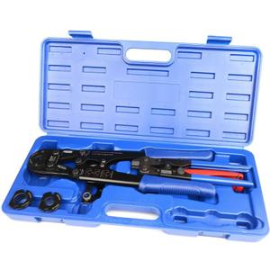 iCrimp F1807 PEX Crimper, Copper Pipe Crimping Tool Kit with 3/8'', 1/2'', 3/4'', 1'' Quick Change Jaws, PEX Tubing Cutter, Go/No-Go Gauge, Copper Ring PEX Removal Tool Included, 16" PEX Crimper 