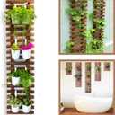 ShopLaLa Wall Planter for Climbing Plants Outdoor - Wooden Hanging Living Vertical Garden Outdoor Indoor Plant Stand Large Tall Long Ladder Vinyl Plant Hanger for Hanging Flower Pots 59" (150cm)
