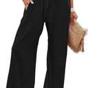 JZC Womens Summer Palazzo Pants Elastic Waist Casual Wide Leg Pants Beach Flowy Boho Trousers with Pockets (XX-Large)
