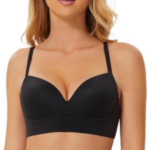 MELENECA Women's Push Up Bralettes Seamless Padded Wireless Bra with Support and Lift (40A, Black)