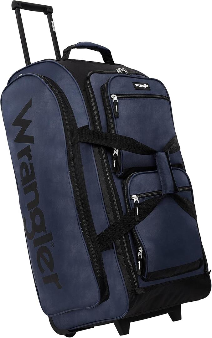 Wrangler Wesley Rolling Duffel Bag (Navy Blue)