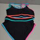 popvil Women's High Waisted Bikini Sets Neon Two Piece 2026 Swimsuit Sporty Adjustable Straps Bathing Suit (Medium, Black6)