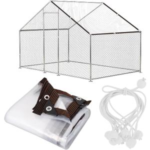 6.6x13 Ft Chicken Coop Cover with 10 Pcs Ball Bungees Cords Transparent Waterproof Material Protection from Sun Rain Snow and Low Temperature