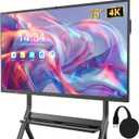 Smart Board with Wireless HDMI Display Adapter, 75 Inch Interactive Whiteboard 4K Touchscreen Built in HD Camera, Digital Presentation Electronic Smart WhiteBoard for Classroom Home Office