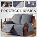 KinCam Waterproof Loveseat Recliner Cover, Non-Slip Reclining Couch Covers for 2 Seat, Recliner Sofa Cover Furniture Protector with Elastic Straps for Kids, Pets, Dark Gray