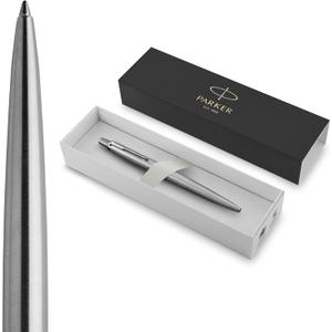 Parker Jotter Ballpoint Pen, Stainless Steel with Chrome Trim, Medium Point, Blue Ink - Smooth Writing, Sleek, Polished, Professional, Desk Essentials