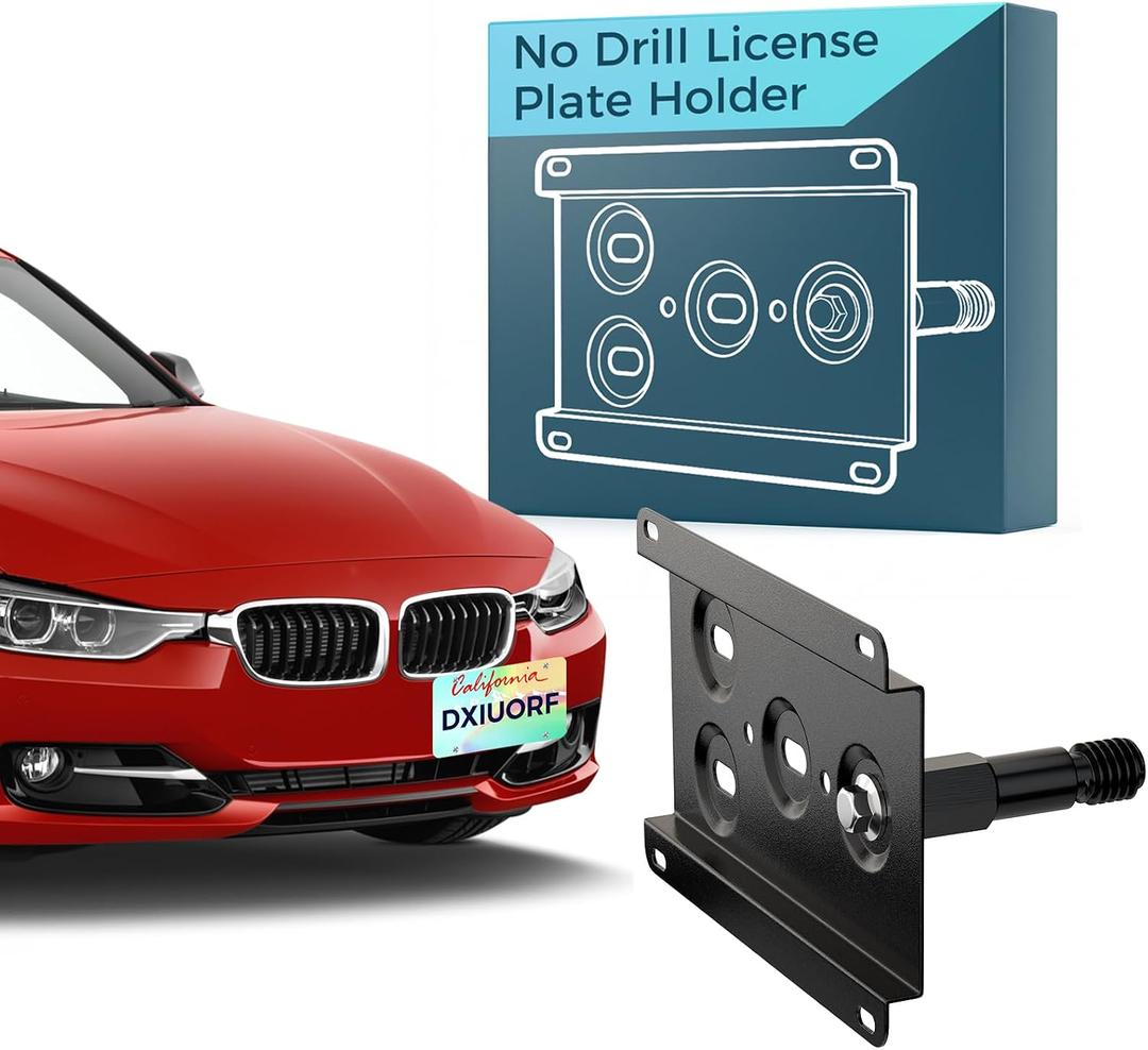 Aluminum Front Bumper Tow Hook License Plate Mount Bracket Holder No Drill Relocator Hole Adapter Compatible with 2019-up BMW G20 3 Series 330i 340i M340i