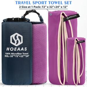 HOEAAS 1 Pack Microfiber Camping Towels, Quick Dry Towel, Super Absorbent Ultra Compact Travel Towel Soft Lightweight Sports Towel for Sweat Fast Drying Towels for Pool,Gym,Hiking,Backpacking,Fitness