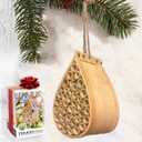 Pollinating Palace-Mason Bee House, Natural Hanging Wooden bee House Habitat with Bamboo Tubes for The Garden and Yard