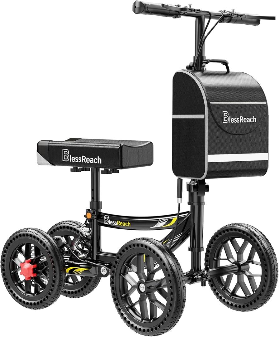 BlessReach All Terrain Knee Scooter for Adults Foot Injuries,11” Big Wheels