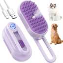 Cat Steam Brush for Shedding, 4 in 1 Brushs with Foldable Handle, Steam Brushs for Cats, Spritz Defur Comb for Cats, Water Brush for Cat, Pet Spray Hair Removal Comb (purple)