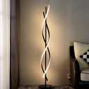 Modern Spiral Floor Lamp for Living Room, 30W Dimmable Led Corner Floor Lamp with Remote Control, 53 Inch Black Floor Lamps 3 Color Tall Corner Reading Lamp Standing Floor Lamps for Bedroom