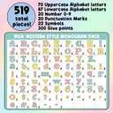 Tenceur 219 Pcs Pastel Bulletin Board Letters for Classroom 4" Glitter Alphabet Numbers Punctuation Letter Cutouts Back to School Decoration for Kindergarten Preschool Chalkboard Playroom Party Decor
