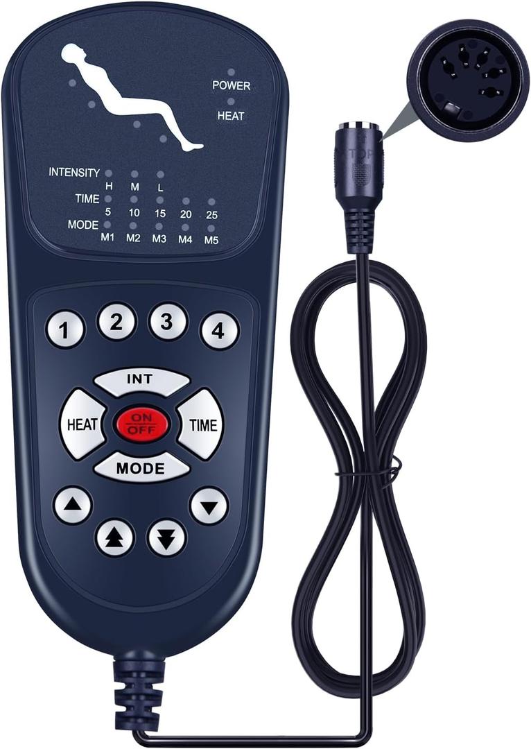 ZWP 5 Pin Massage Function Remote Control Replacement fit for Recliner Lift Chair, Controls 2 Lifting Up/Down Motor 4 Sets of Vibration Motors 1 Heating Pad