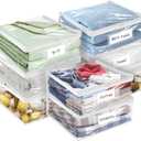 Plastic Storage Bags with Easy-Glide Zipper, Pack Of 8, Durable Clear Vinyl Zippered Storage Bags For Clothes Sweaters Comforters Blankets Sheets Bedding (15.7 x 13.8 x 3.9 Inch)