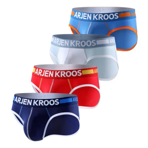 Arjen Kroos Men's Underwear 4 Pack Athletic Cotton Briefs Underpants with Contour Pouch, Size: Medium