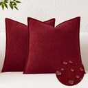 Kevin Textile Christmas Decorative Pillow Covers Burgundy 20x20 Inch Pack of 2 Soft Boucle Textured Waterproof Throw Pillowcases Accent Pillows for Couch Sofa Chair Bed Home Decor Indoor Outdoor