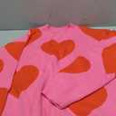 Women Cute Love Heart Sweater Y2K Long Sleeve Oversized Sweater Valentine's Day Pullover Knit Top, S