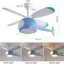 42 inch Children's Bedroom Helicopter Model Ceiling Fan with Lights,Remote Control Speed,6-Speed Adjustment,Control Timing,Winter& Summer Positive & Negative, Blue