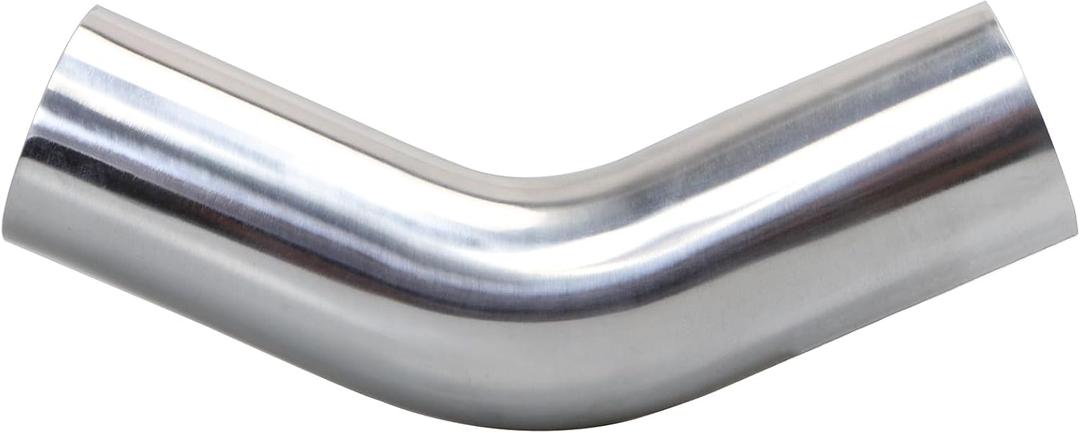 45 Degree Aluminum Elbow Tube 2" (51mm) OD, Aluminium Pipe 45 Degree Hollow Elbow Pipe, High Polishing (2" OD (51mm)-1PCS)