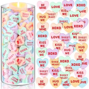 240 Pcs Conversation Hearts Vase Filler Valentine's Day Heart Ornament for Floating Candles Candy Love Centerpiece for Valentine Wedding Home Table Party Decor, No Water Gel, Macaron