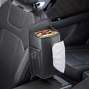 Car Tissue Holder for Front Seat, Headrest Organizer with 2 Side Mesh Pockets for Phones & Cards, L-Square Tissue Box Cover Holds 150 Tissues, Durable PU Leather