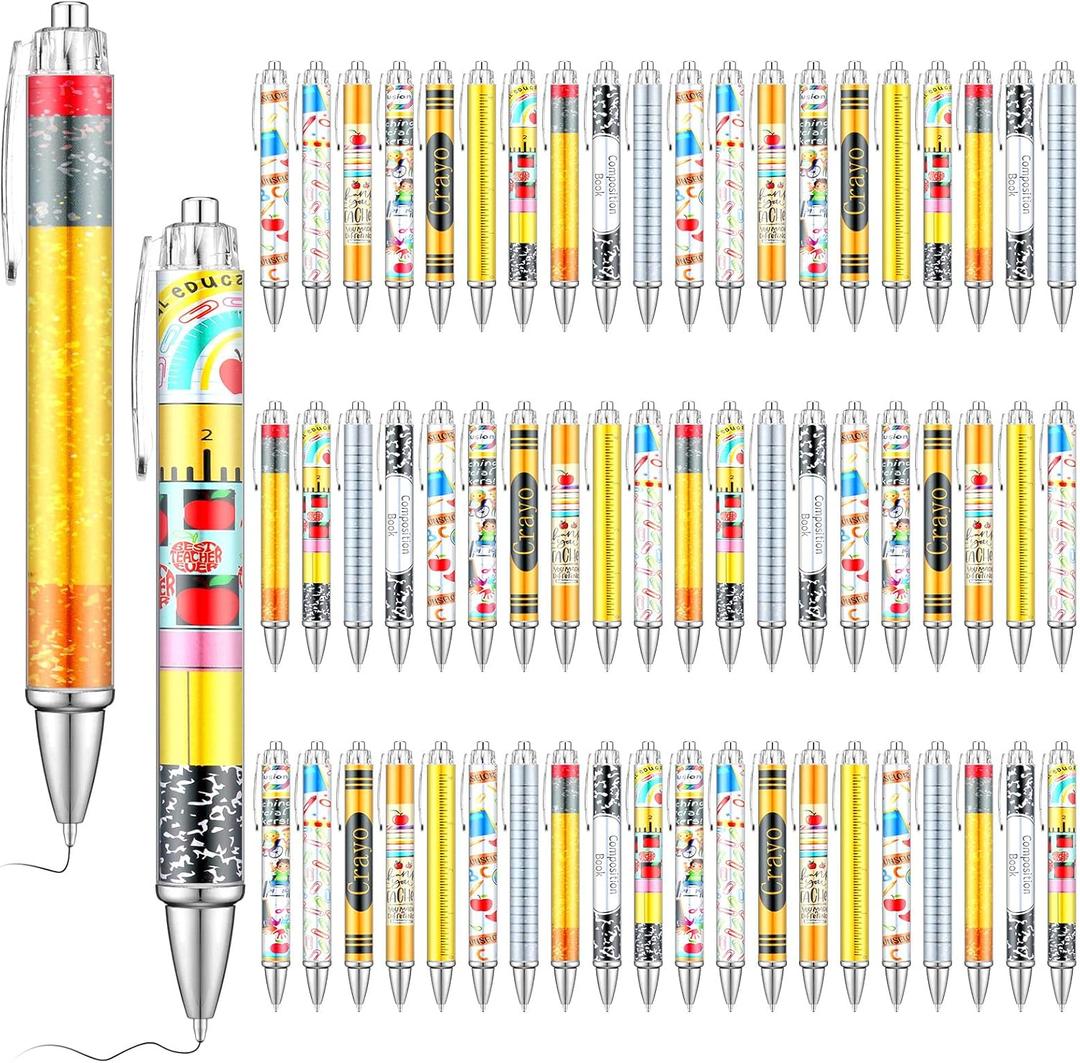 50 Pcs Back to School Teacher Pens Appreciation Gifts Bulk Funny Ballpoint Pens Motivational Inspirational Thank You Gift for Employee Coworker Student Office Supplies
