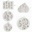 JOERSH 5PCS Silicone Flower Molds, Non-Stick Daisy Sunflower Fondant Chocolate Molds for Dessert Cake Decorating, Cupcake Topper, Cake Pop, Candy