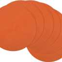 SHACOS Round Braided Placemats Set of 8 Round Table Mats for Dining Tables Washable Fabric Kitchen Table Place Mats (Orange, 8)