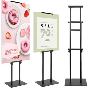 Poster Stand Heavy Duty Poster Board Stand, Double-Sided Poster Sign Stand Up to 83 inches, Adjustable Poster Holder for Outdoor Display, 1PACK, Black