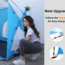 Beach Tent, Portable Sun Shelter for 3 Person with UPF 50+ UV Protection, Easy Setup Waterproof Beach Shade Canopy Cabana for Family Outdoor and Picnics, Fishing with Carrying Bag, Standard 3-Person, Blue