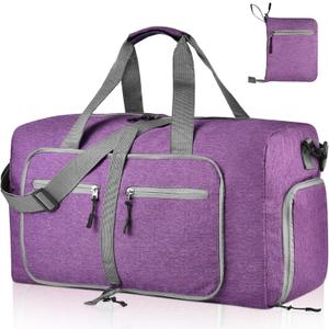 Dimayar 115L Travel Duffle Bag for Men Women - Foldable Duffel Bag with Shoes Compartment - Overnight Bags Waterproof & Tear Resistant(Purple)