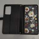 Floral Wallet Case for Motorola Moto G Stylus 5G 2024 with Wrist Strap Shoulder Strap Flip Zipper Purse, Luxury PU Leather Credit ID Card Holder Stand Accessories Phone Cover for G5 Women Black