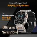TAURI Nylon for Apple Watch Ultra 3/2 Bands 49mm, Rugged Nylon Braided Strap & Stainless Steel Metal Connector Adjustable iWatch Ultra Men's Woven Sport Band, Black