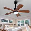 42 Inch Ceiling Fans with Lights and Remote Control, Black Ceiling Fan with Light for Bedroom, Noiseless DC Motor, Dimmable Led 5 Solid Wood Blades