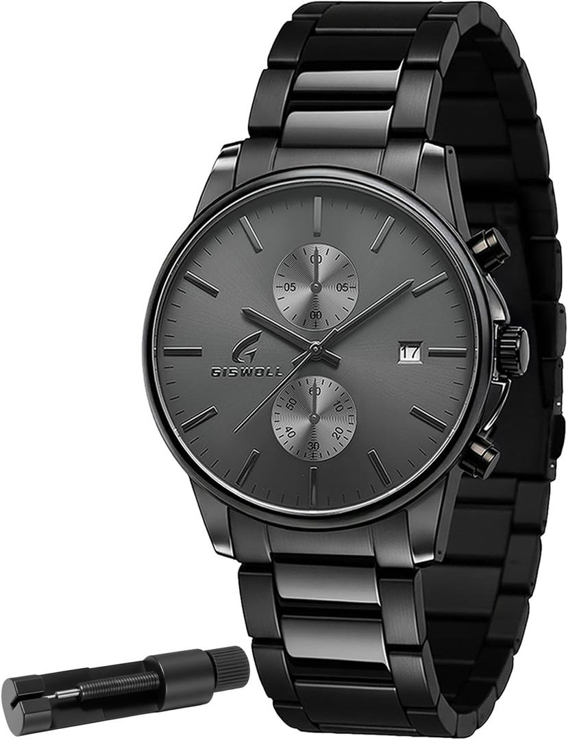 Stylish Stainless Steel Chronograph Watches for Men with a Hefty, Solid-Build Feel  Waterproof Quartz Mens Watches with Auto Date & Second Subdials, Valentines Day Gifts for Him, Boyfriend, Husband, Dad