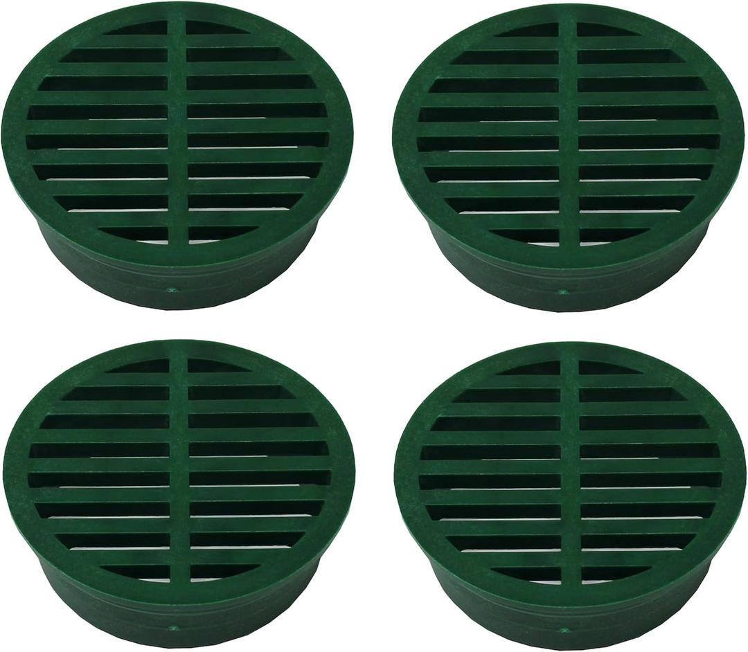 4" Outdoor Round Flat Drain Grate Cover (4, Green)