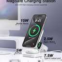 5-in-1 Magnetic Wireless Charging Stand for Apple MagSafe Charger with Night Light for iPhone 17/16/15/14/13/12, Watch, AirPods, Travel Magnetic Charger Nightstand Charging Station (Adapter Included)
