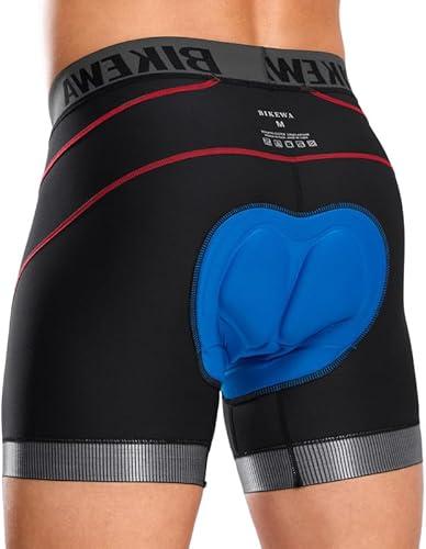 Bikewa Men's Cycling Underwear with Anti-Slip Leg Grips 4D Padded Bike Shorts MTB Liner for Bicycle Biking Riding M