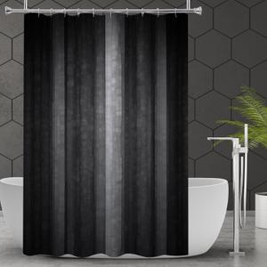 Gibelle Black Grey Shower Curtain Set for Bathroom, Cool Glass Texture Ombre Abstract Modern Fabric Shower Curtain with Hooks, 72 x 72 (70.9"W x 70.9"L (Pack of 1))