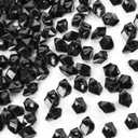 FUTUREPLUSX 550PCS Black Fake Ice Rocks, 0.5 * 0.25 * 0.25 Inch Small Black Acrylic Crushed Ice Rocks Mini Fake Diamonds Plastic Gems for Vases Fillers Home Table Decorations