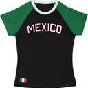 Womens Vintage Baby Tees Mexico Jersey Shirts for Women Mexican Y2k Graphic Crop Tops Cropped Tee 2000s Clothing (Large, Black)