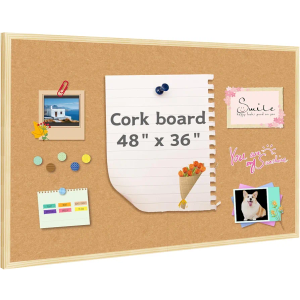 Felt Board 48x36 inch,Bulletin Board for Walls,Wood Framed for Office,Picture Display Pin Board Vision Board,Wall Mounted Frame Message Felt Board for Home School Office Decor