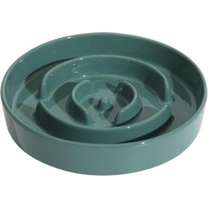 Havniva Ceramic 1.6 Cup Slow Feeder Dog Bowl for Medium and Large Breed, 8.2inch Puzzle Dog Food Dish, Anti-Gulping, Stop Bloat, Preventing Choking (Single Bowl-Dark Green)