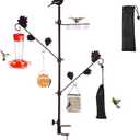 ERYTLLY 42in Deck Bird Feeder Station Kit, Wild Birds Bird Feeding Station for Outside Hanging Plants Holder Deck Pole Porch Multi-Hook Bird Feeder with Water Bowl for Balcony, Garden and Patio