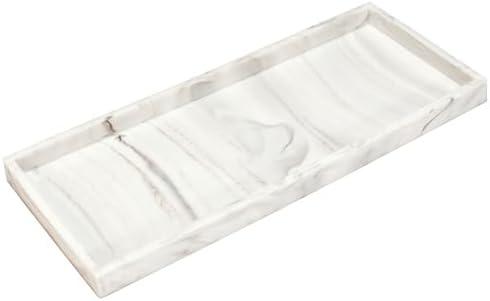 DNC Silicone Bathroom Vanity Tray for Counter, 11.8" Kitchen Sink Soap Tray for Dish Holder Dispenser Countertop Toilet Tank Decor Organizer