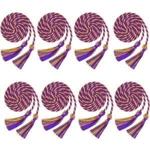 2 x 8 Pcs Graduation Honor Cords 2026, Purple Gold Graduation Ribbon Lei with Honor Cords, Graduation Braided Necklace Class of 2026 Graduation Gifts for Party Decorations Supplies