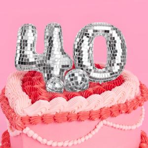 xo, Fetti 40th Birthday Disco Cake Topper - 6 pcs | Groovy Bday Party, Forty Supplies, Cute Boogie Decorations, 40 Dancing Queen