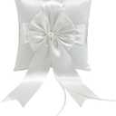 Ring Bearer Pillows for Wedding - Ivory Satin Ring Bearer Pillow with Elegant Bow Knot, Classic Wedding Ring Pillow Cushion for Ceremony, Wedding Party & Bridal Accessories